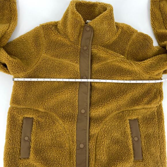 L.L. Bean Sherpa Fleece Stand Collar Antique Gold Snap Front Cozy Jacket Size 1X - Picture 7 of 13